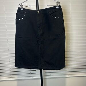 Faded Glory Black Pencil Skirt denim, modest skirt, studded denim